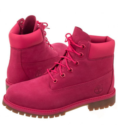 red high top timberlands with fur