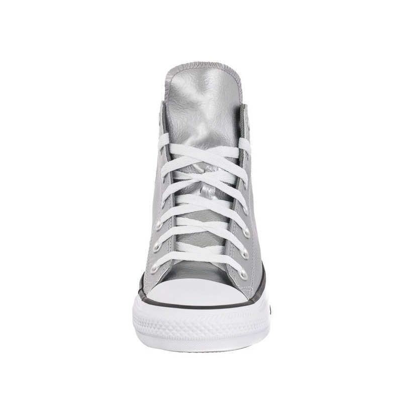 converse silver metallic high tops