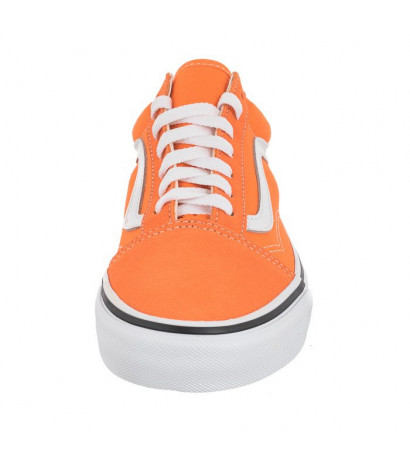 orange and white old skool vans